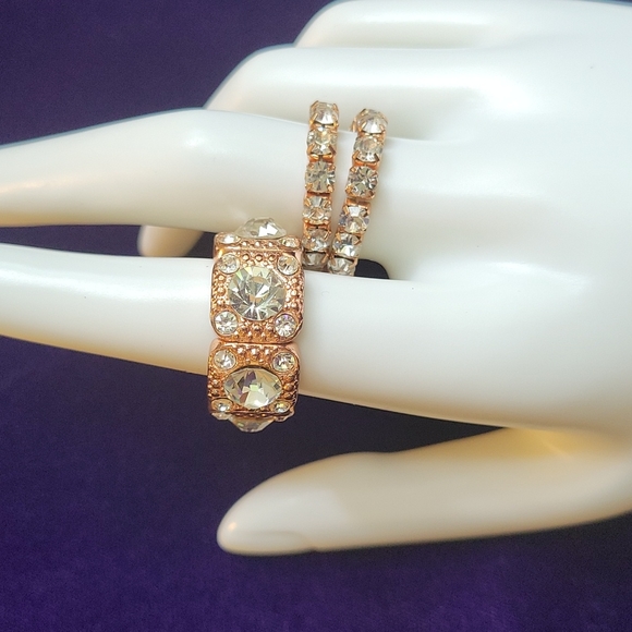 Rose Gold Tone 3 Pc Stretch Ring - Picture 16 of 16